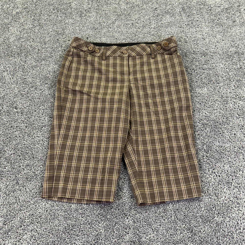 Express Shorts Womens 2 Brown Plaid Editor
